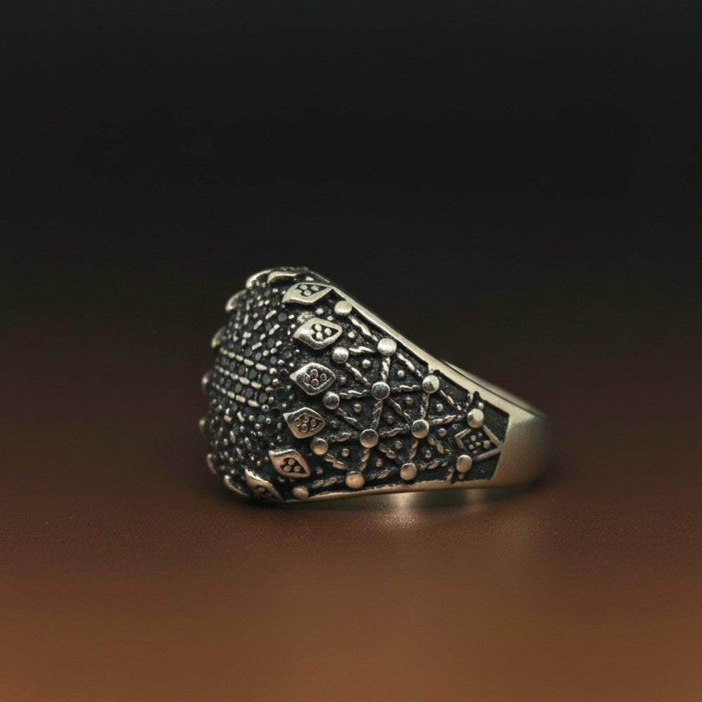 THE MEN THING Rings Royal Series - VORTEX SHIELD RING - Pure Stainless Steel Men’s Steel-Plated Ring – Statement Luxury Jewelry (Size :15-16-20-21-22-26-27)