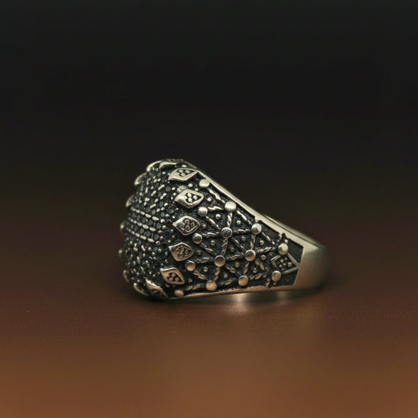 Royal Series - VORTEX SHIELD RING - Pure Stainless Steel Men’s Steel-Plated Ring – Statement Luxury Jewelry (Size :15-16-20-21-22-26-27)