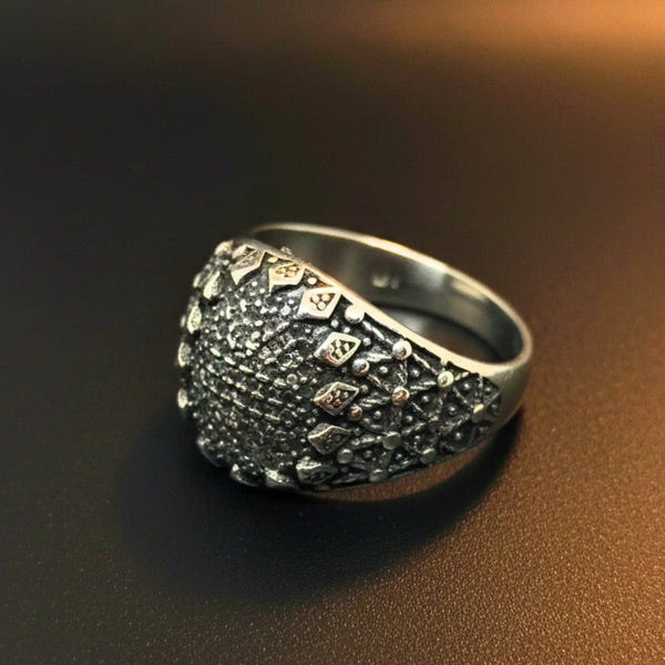 Royal Series - VORTEX SHIELD RING - Pure Stainless Steel Men’s Steel-Plated Ring – Statement Luxury Jewelry (Size :15-16-20-21-22-26-27)