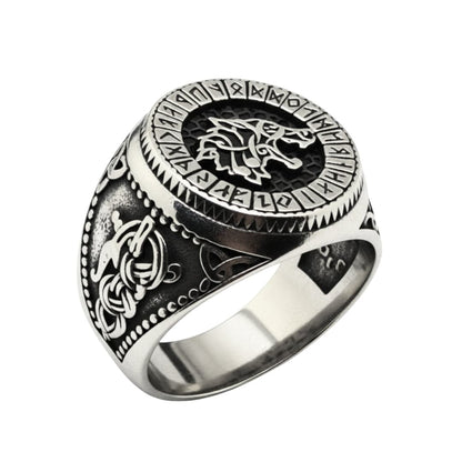THE MEN THING Rings Royal Series - WARG CIRCLE RING - Pure Stainless Steel Men’s Steel-Plated Ring – Statement Luxury Jewelry (Size : 20-23-24-25-28-30)