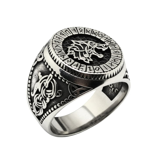 Royal Series - WARG CIRCLE RING - Pure Stainless Steel Men’s Steel-Plated Ring – Statement Luxury Jewelry (Size : 20-23-24-25-28-30)