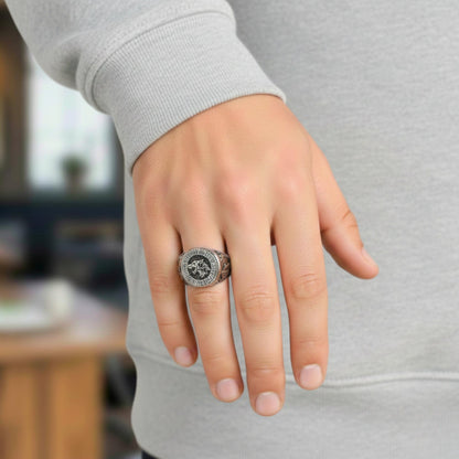 THE MEN THING Rings Royal Series - WARG CIRCLE RING - Pure Stainless Steel Men’s Steel-Plated Ring – Statement Luxury Jewelry (Size : 20-23-24-25-28-30)