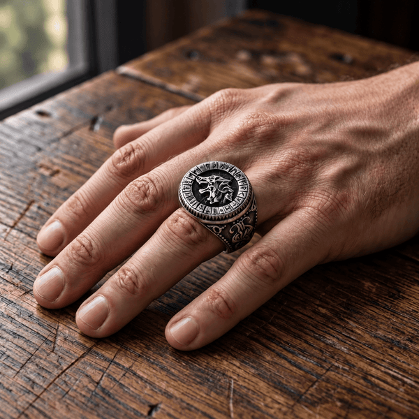 Royal Series - WARG CIRCLE RING - Pure Stainless Steel Men’s Steel-Plated Ring – Statement Luxury Jewelry (Size : 20-23-24-25-28-30)
