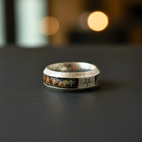 RUNECORE BAND - STEEL - Pure Stainless Steel Men’s Steel - Plated Ring (Size : 17)