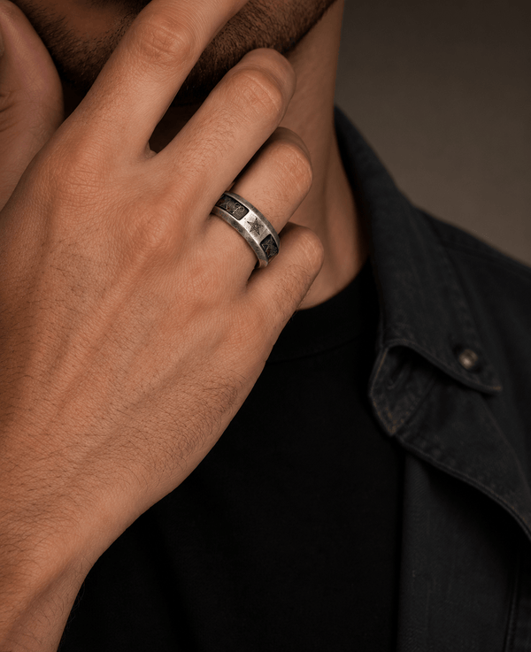 RUNECORE BAND - STEEL - Pure Stainless Steel Men’s Steel - Plated Ring (Size : 17)