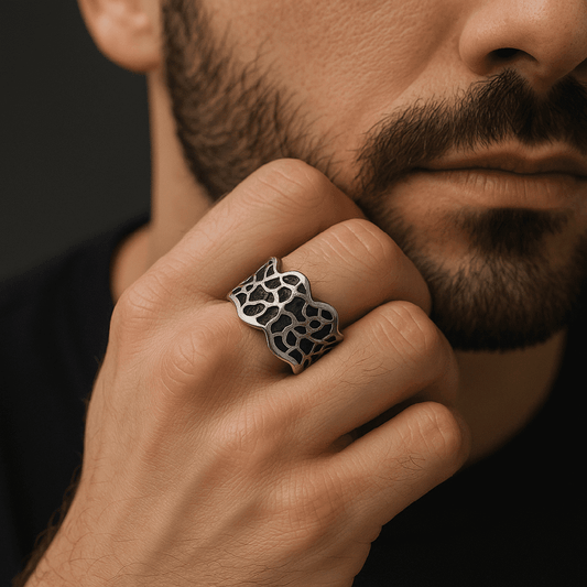 THE MEN THING Rings SHADOW CROWN RING - Pure Stainless Steel Men’s Steel-Plated Ring – Statement Luxury Jewelry (Size : 17-22-29)