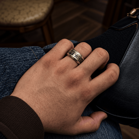 THE MEN THING Rings SHADOW SIGMA  - STEEL - Pure Stainless Steel Men’s Steel - Plated Ring (Size : 26)