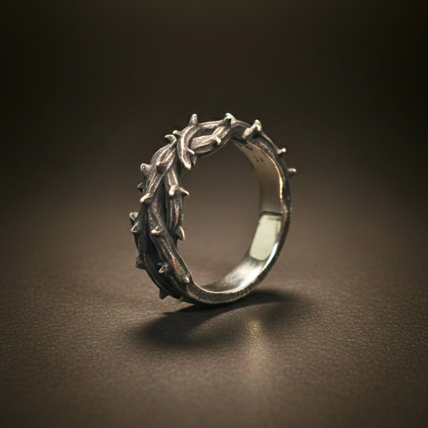 THE MEN THING Rings SHADOW THORN CROWN - Pure Stainless Steel Men’s Steel - Plated Ring (Size : 23)