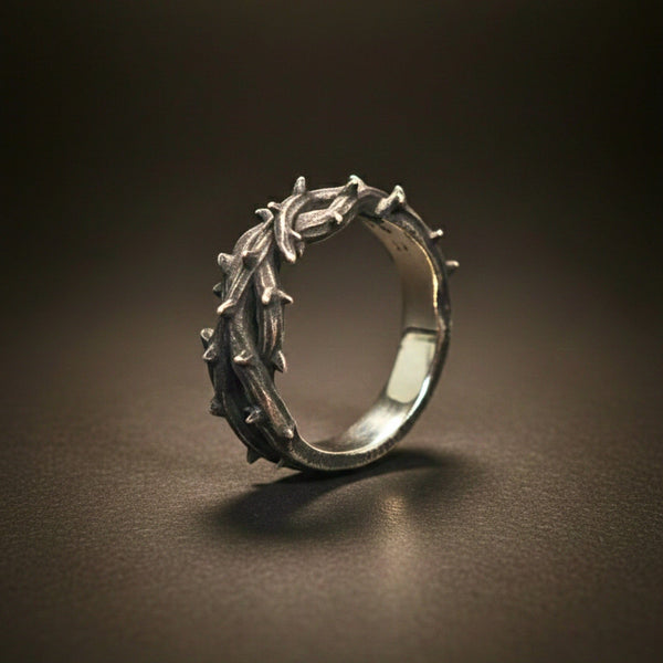 SHADOW THORN CROWN - Pure Stainless Steel Men’s Steel - Plated Ring (Size : 23)