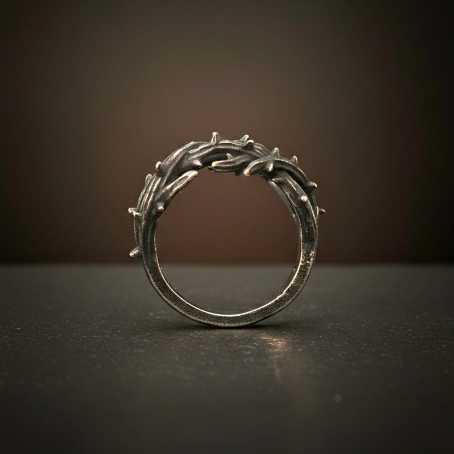 THE MEN THING Rings SHADOW THORN CROWN - Pure Stainless Steel Men’s Steel - Plated Ring (Size : 23)