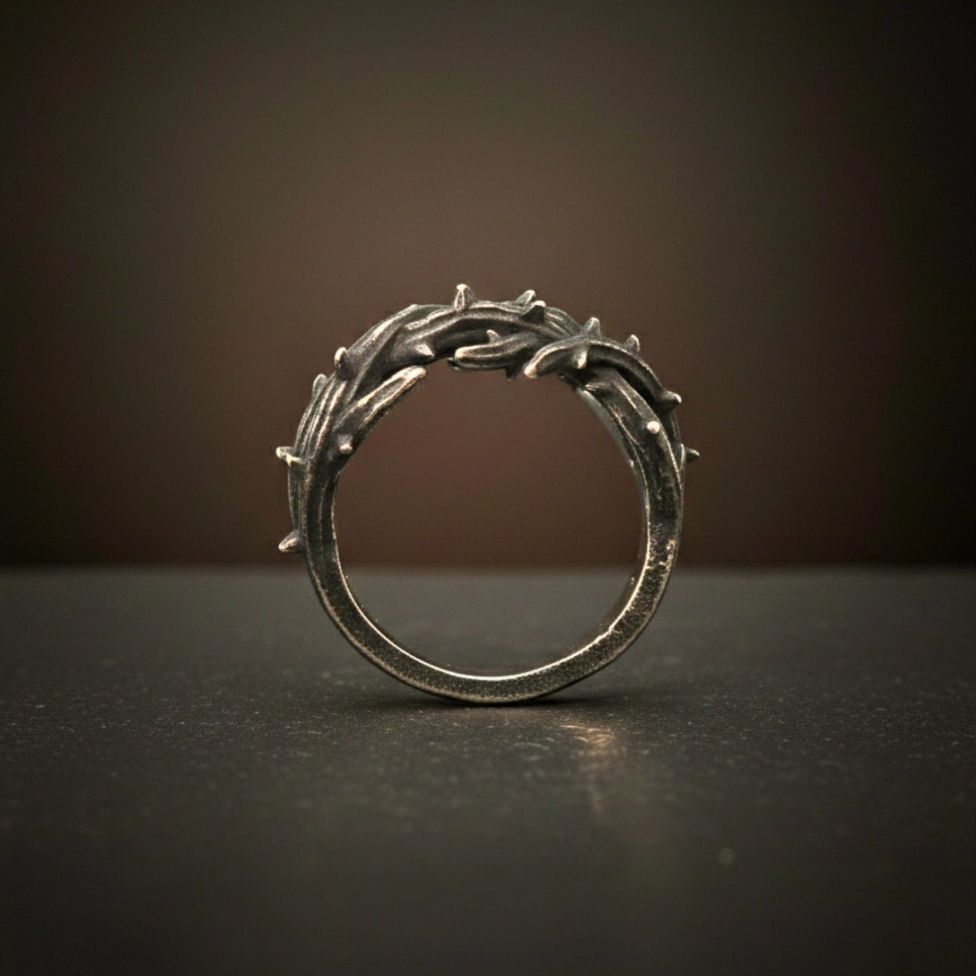 THE MEN THING Rings SHADOW THORN CROWN - Pure Stainless Steel Men’s Steel - Plated Ring (Size : 23)