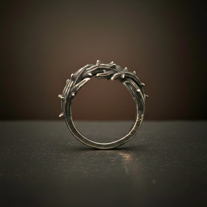 THE MEN THING Rings SHADOW THORN CROWN - Pure Stainless Steel Men’s Steel - Plated Ring (Size : 23)