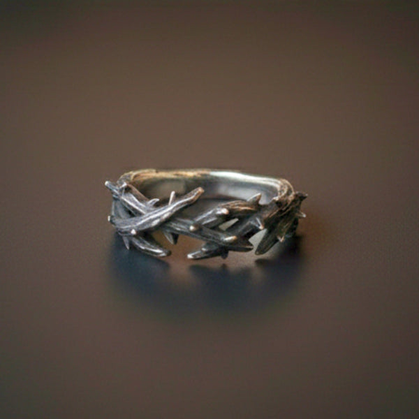 SHADOW THORN CROWN - Pure Stainless Steel Men’s Steel - Plated Ring (Size : 23)