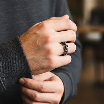 THE MEN THING Rings SHADOW THORN CROWN - Pure Stainless Steel Men’s Steel - Plated Ring (Size : 23)