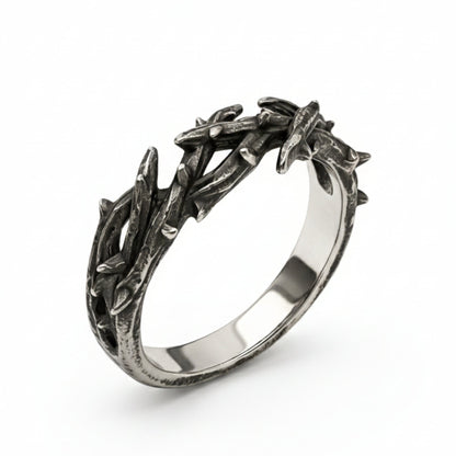 THE MEN THING Rings SHADOW THORN CROWN - Pure Stainless Steel Men’s Steel - Plated Ring (Size : 23)