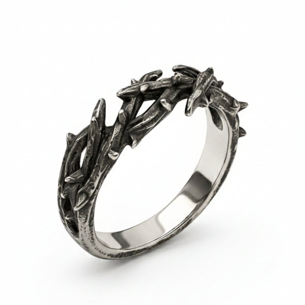 SHADOW THORN CROWN - Pure Stainless Steel Men’s Steel - Plated Ring (Size : 23)