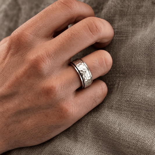 THE MEN THING Rings SILVERFORGE -  Pure Titanium Steel Ring for Men and Boys Size - 21