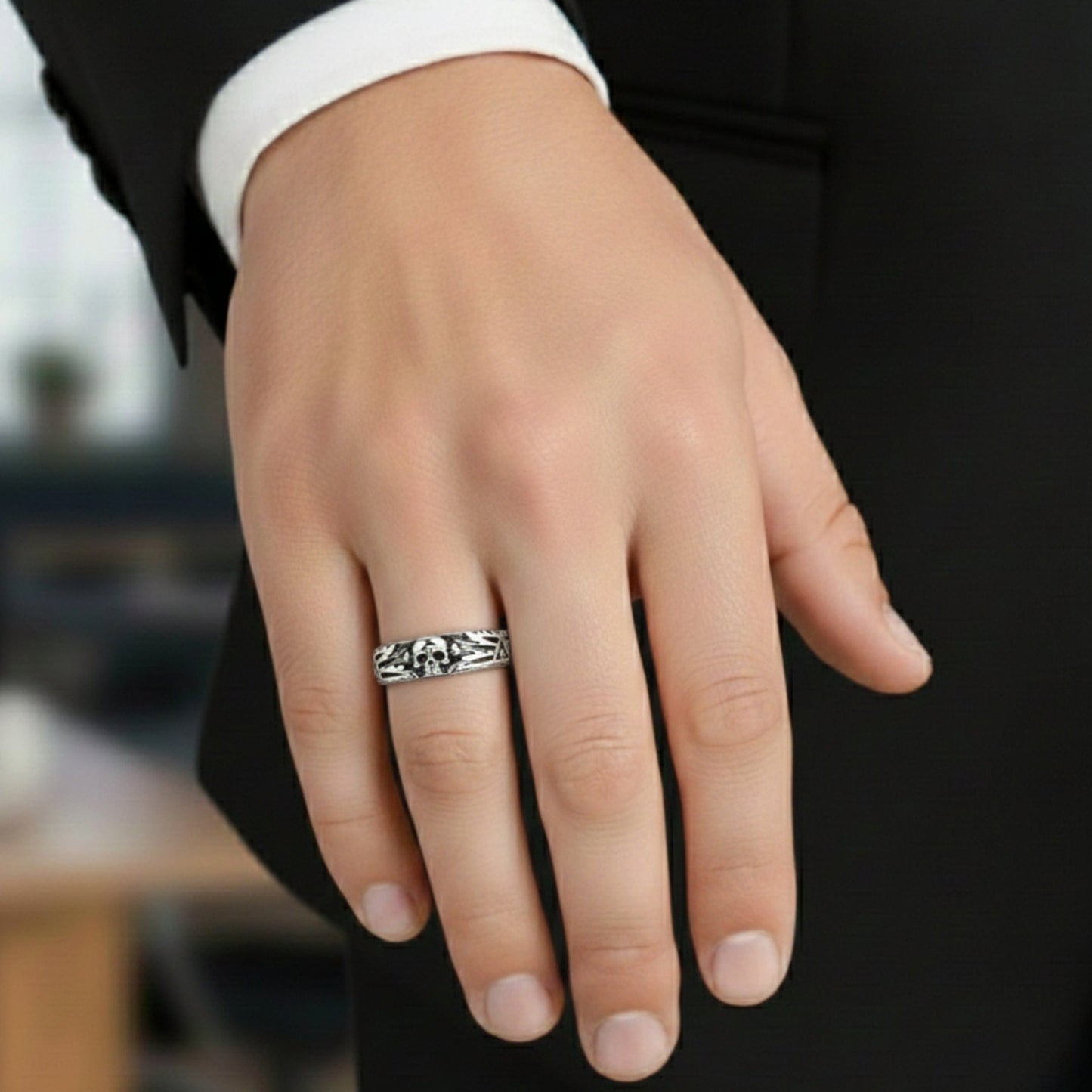 THE MEN THING Rings SKULL HEAD - Copper Ring for Men and Boys (Size-22)