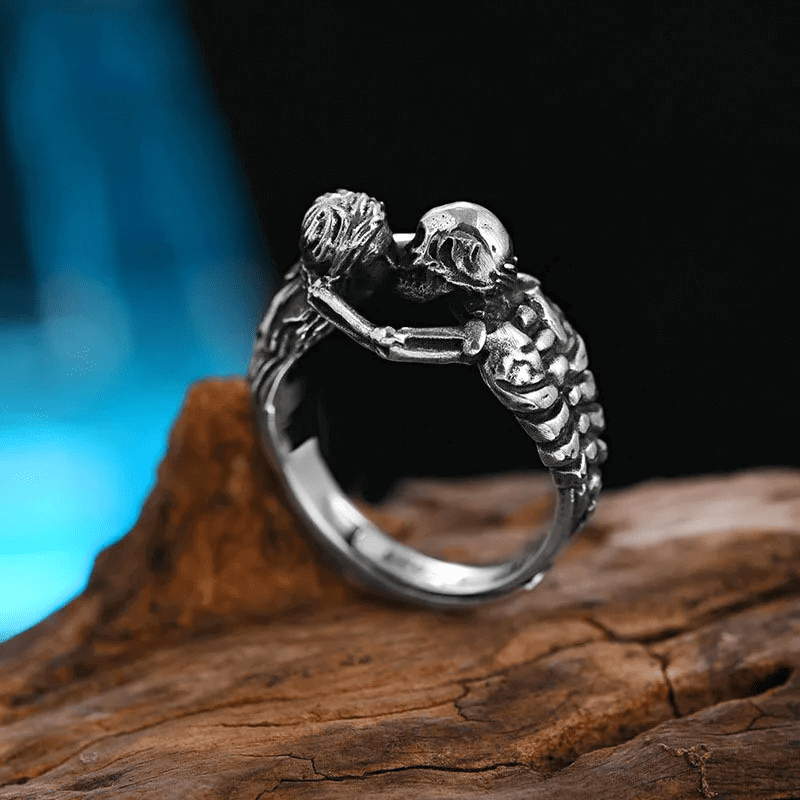 SKULL KISS Alloy Adjustable Ring for Men and Boys