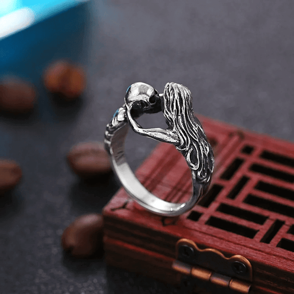 SKULL KISS - Alloy Adjustable Ring for Men and Boys