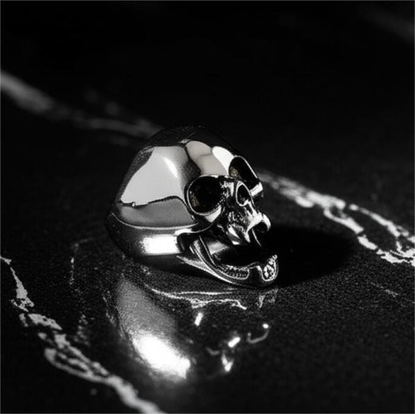 SPIRE SKULL RING - Pure Stainless Steel Men’s Steel-Plated Ring – Statement Luxury Jewelry (Size : 16-22-27)