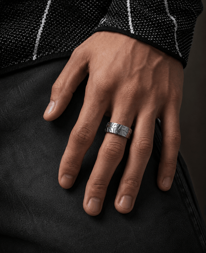 THE MEN THING Rings STEEL MATRIX  - Pure Stainless Steel Men’s Steel-Plated Ring (Size : 17-22-27)