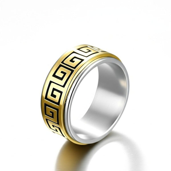 STRAVO GOLD RING - Pure Stainless Steel Men’s Gold-Steel-Plated Ring – Statement Luxury Jewelry (Size : 23)