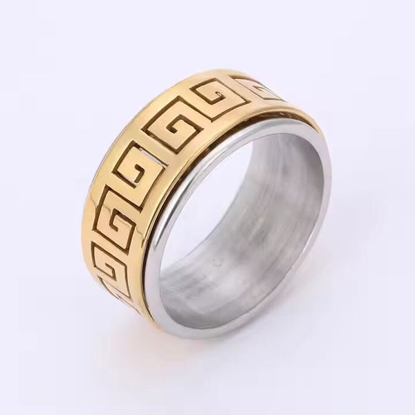 STRAVO GOLD RING - Pure Stainless Steel Men’s Gold-Steel-Plated Ring – Statement Luxury Jewelry (Size : 23)