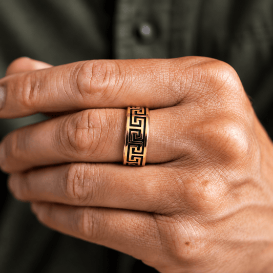 THE MEN THING Rings STRAVO GOLD RING - Pure Stainless Steel Men’s Gold-Steel-Plated Ring – Statement Luxury Jewelry (Size : 23)