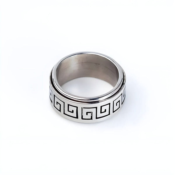 STRAVO SILVER RING - Pure Stainless Steel Men’s Steel-Plated Ring – Statement Luxury Jewelry (Size : 23)