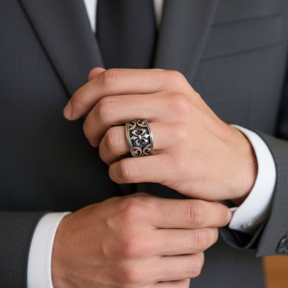 THE MEN THING Rings THE MEN THING Royal Series - IMPERIAL FLEUR RING - Pure Stainless Steel Men’s Steel-Plated Ring – Statement Luxury Jewelry (Size :18-22-24-25-28-31)