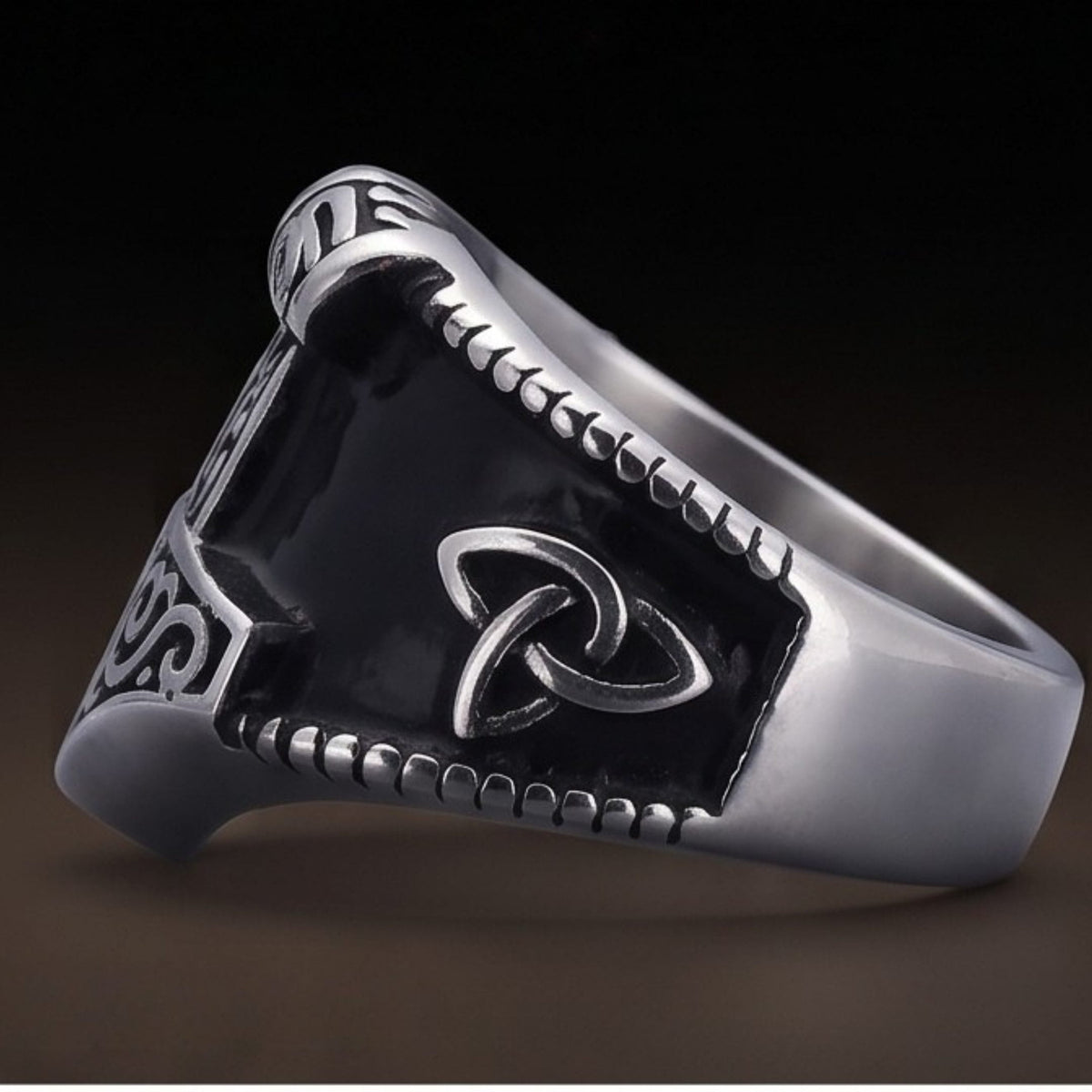 THE MEN THING Rings Thor's Hammer Titanium Steel Ring for Men and Boys (Size-21)