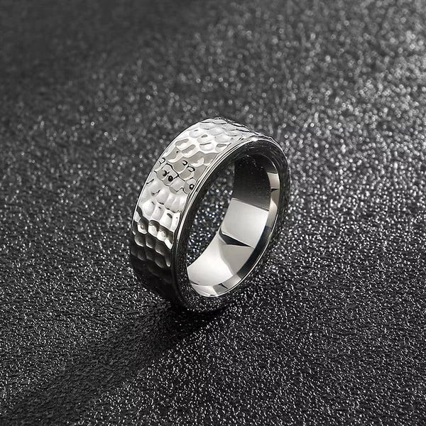 TITAN HAMMER RING - Silver Ring - Pure Titanium Steel Ring for Men Size - 21