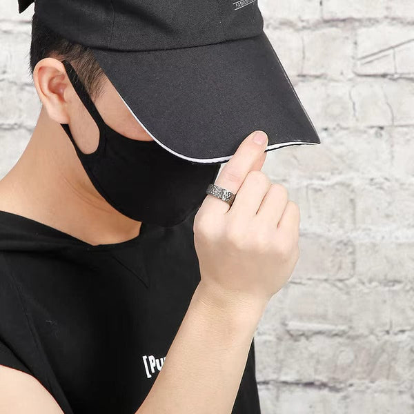 TITAN HAMMER RING - Silver Ring - Pure Titanium Steel Ring for Men Size - 21