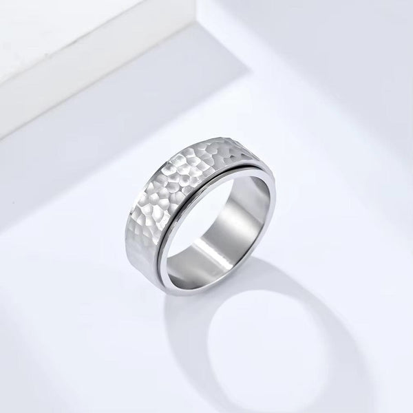 TITAN HAMMER RING - Silver Ring - Pure Titanium Steel Ring for Men Size - 21