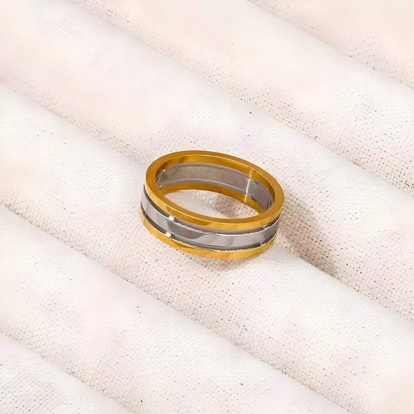 TITANUXE RING - Pure Stainless Steel Men’s Gold-Steel-Plated Ring – Statement Luxury Jewelry (Size : 17)