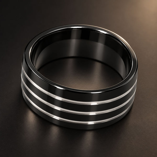 TRIPLE EDGE - Pure Stainless Steel Men’s Ring for Men & Boys (Size : 18-22-25)