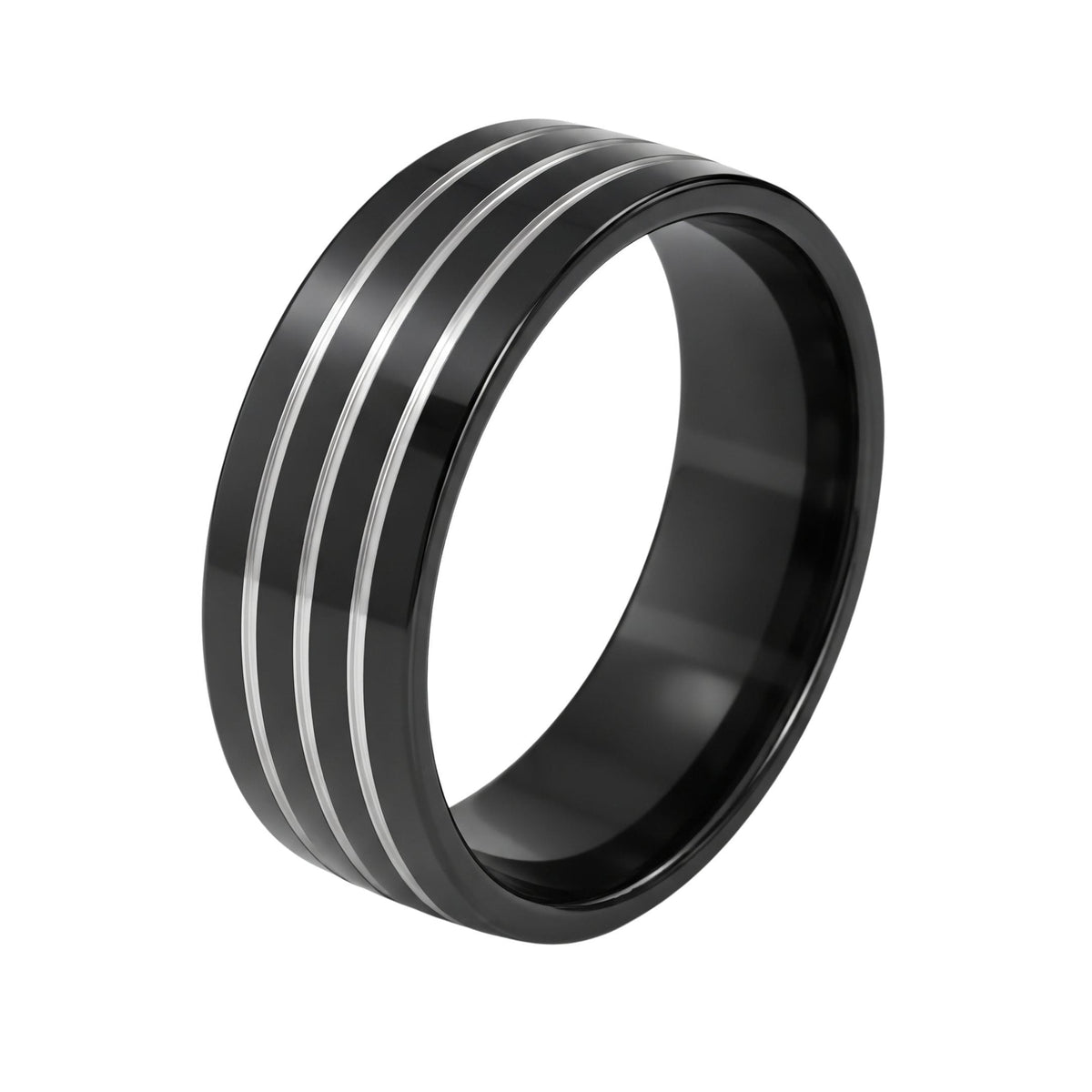 THE MEN THING Rings TRIPLE EDGE - Pure Stainless Steel Men’s Ring for Men & Boys (Size : 18-22-25)