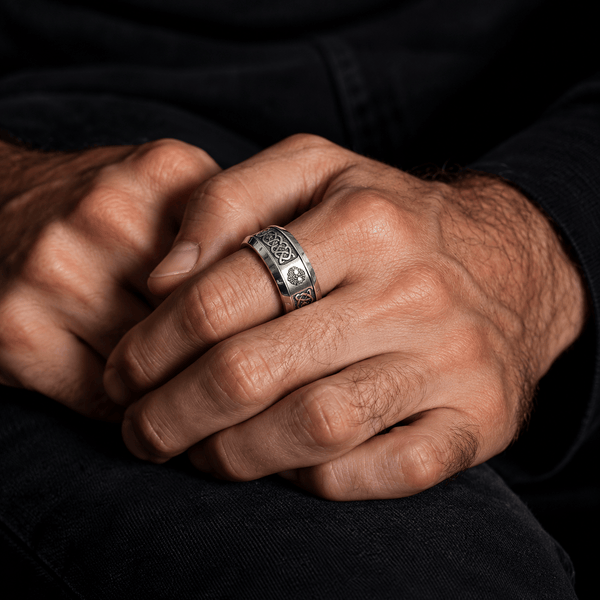 VALKNUT RUNE - Steel - Pure Stainless Steel Men’s Steel - Plated Ring (Size : 17-22-26)