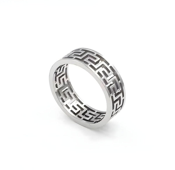 VERO RING - Pure Stainless Steel Men’s Steel-Plated Ring – Statement Luxury Jewelry (Size : 21)