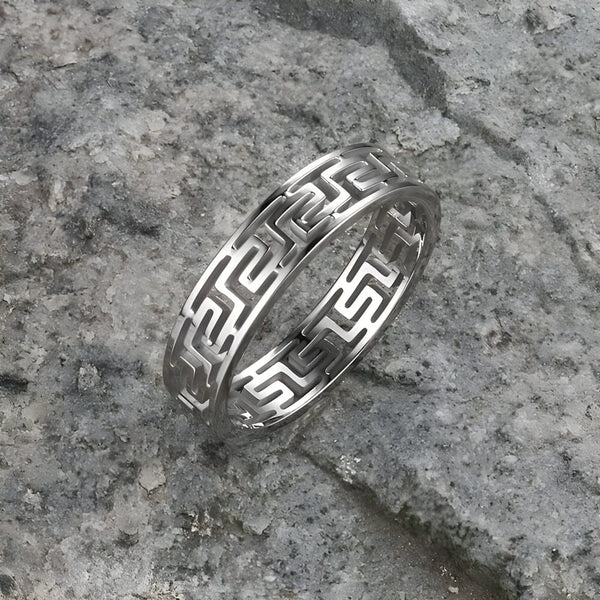 VERO RING - Pure Stainless Steel Men’s Steel-Plated Ring – Statement Luxury Jewelry (Size : 21)