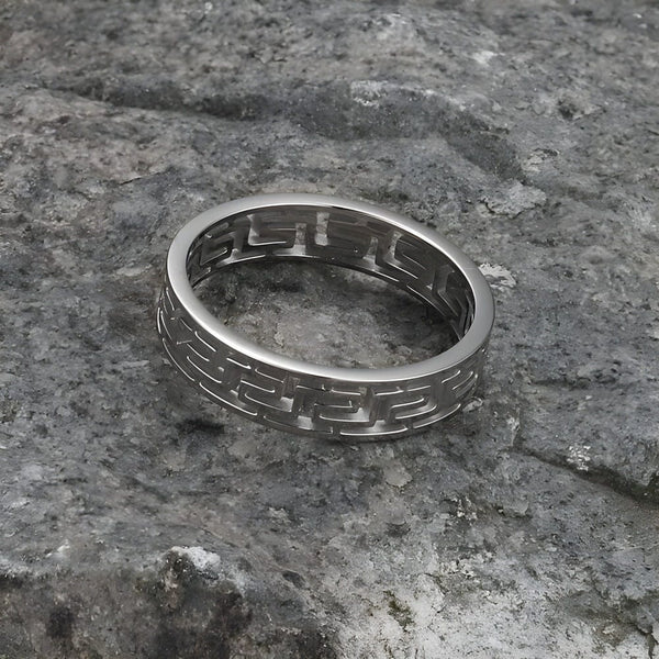 VERO RING - Pure Stainless Steel Men’s Steel-Plated Ring – Statement Luxury Jewelry (Size : 21)