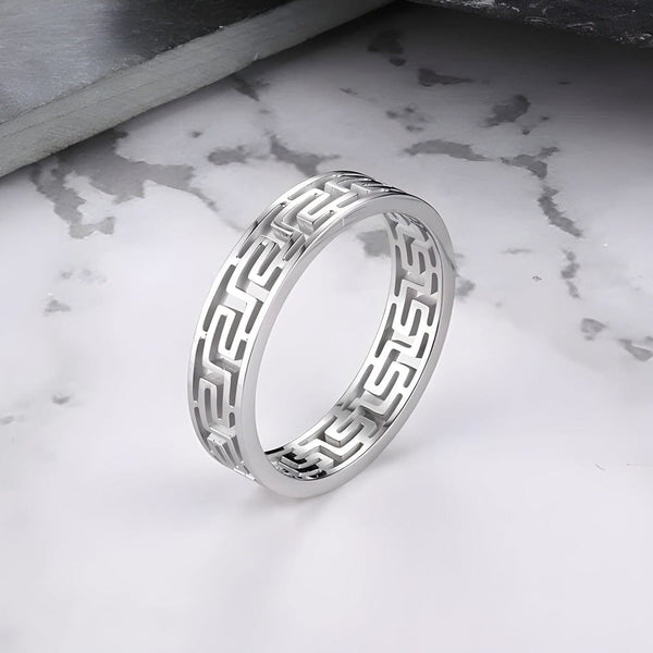 VERO RING - Pure Stainless Steel Men’s Steel-Plated Ring – Statement Luxury Jewelry (Size : 21)