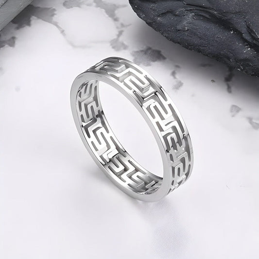 VERO RING - Pure Stainless Steel Men’s Steel-Plated Ring – Statement Luxury Jewelry (Size : 21) - THE MEN THING
