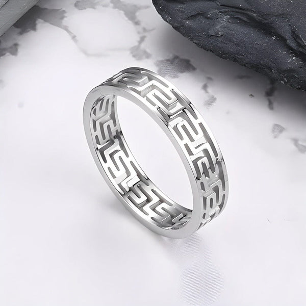 VERO RING - Pure Stainless Steel Men’s Steel-Plated Ring – Statement Luxury Jewelry (Size : 21)