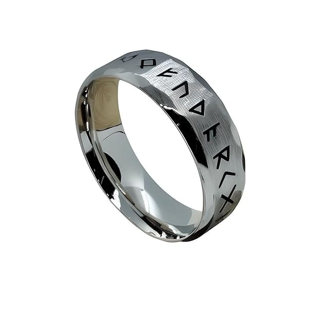 THE MEN THING Rings VIKING AMULET NORSE - Silver Toned Ring - Pure Titanium Steel Ring for Men (Size - 17-21- 24)