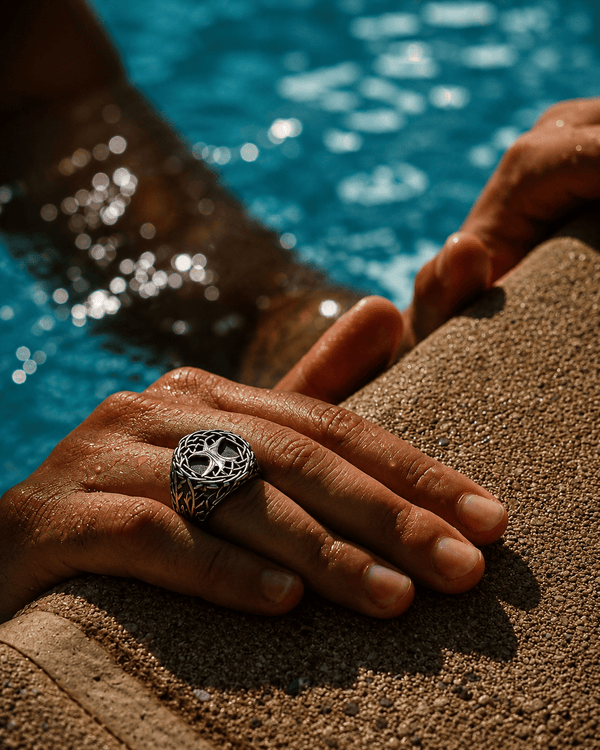 VIKING YGGDRASIL SILVER - Titanium Steel Ring for Men & Boys (Size : 22)