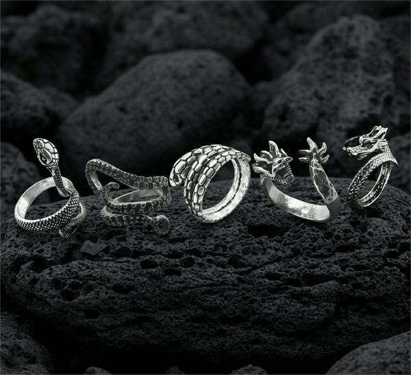 VIPER LEGACY High Stakes 5-Piece Collector's Set for Ring – COBRA STRIKE, VIPERSPIRAL, FIRY DRAGON, DRAGON SPIRAL, & OCTOPOD Adjustable Ring for Mens and Boys