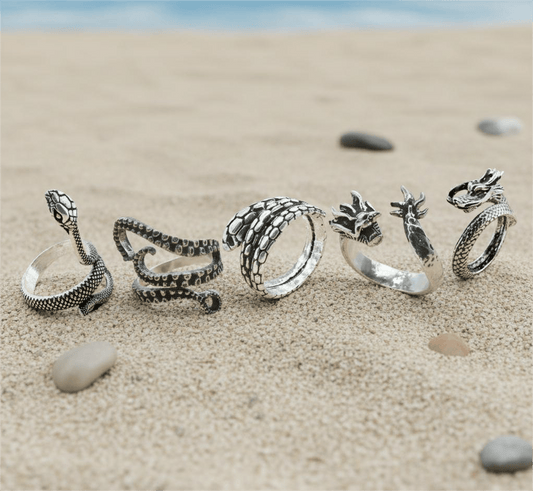 THE MEN THING Rings VIPER LEGACY High Stakes 5-Piece Collector's Set for Ring – COBRA STRIKE, VIPERSPIRAL, FIRY DRAGON, DRAGON SPIRAL, & OCTOPOD Adjustable Ring for Mens and Boys