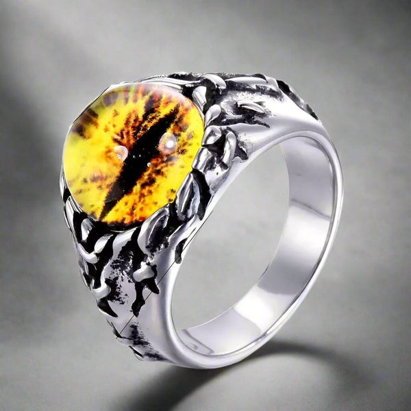 YELLOW DRAGON EYE Titanium Steel Ring for Men and Boys (Size-21)
